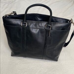 Coach Black Leather Briefcase Tote